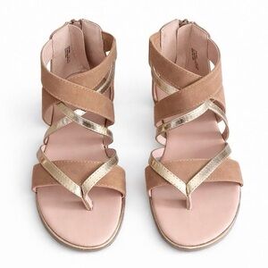 Little Angel Zena Faux Leather/Metallic Sandals 13 Little Girls Like New